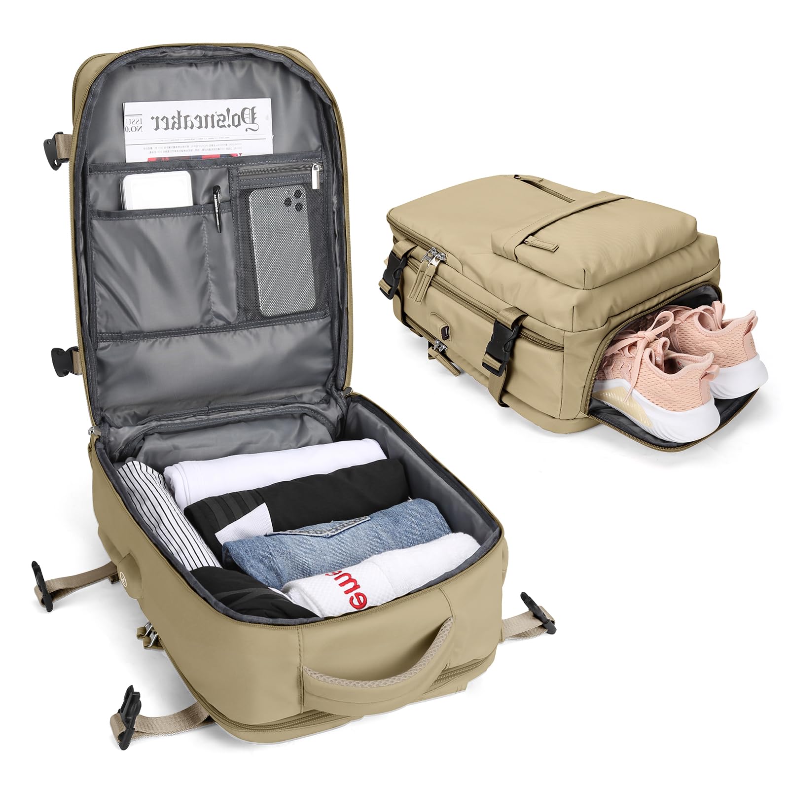 BJLFS Borse da Cabina per Ryanair 40×20×25 Bagaglio a Mano Easyjet 45×36×20 Borsa Zaino da Viaggio, Zaino da trekking,Zaino Casual per laptop da 14 pollici per scuola