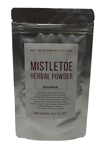 Miniatura 4 de Polvo de té de hierbas de muérdago - Hecho de 100% Viscum álbum, seco y molido - Peso neto 1.5oz42.5g