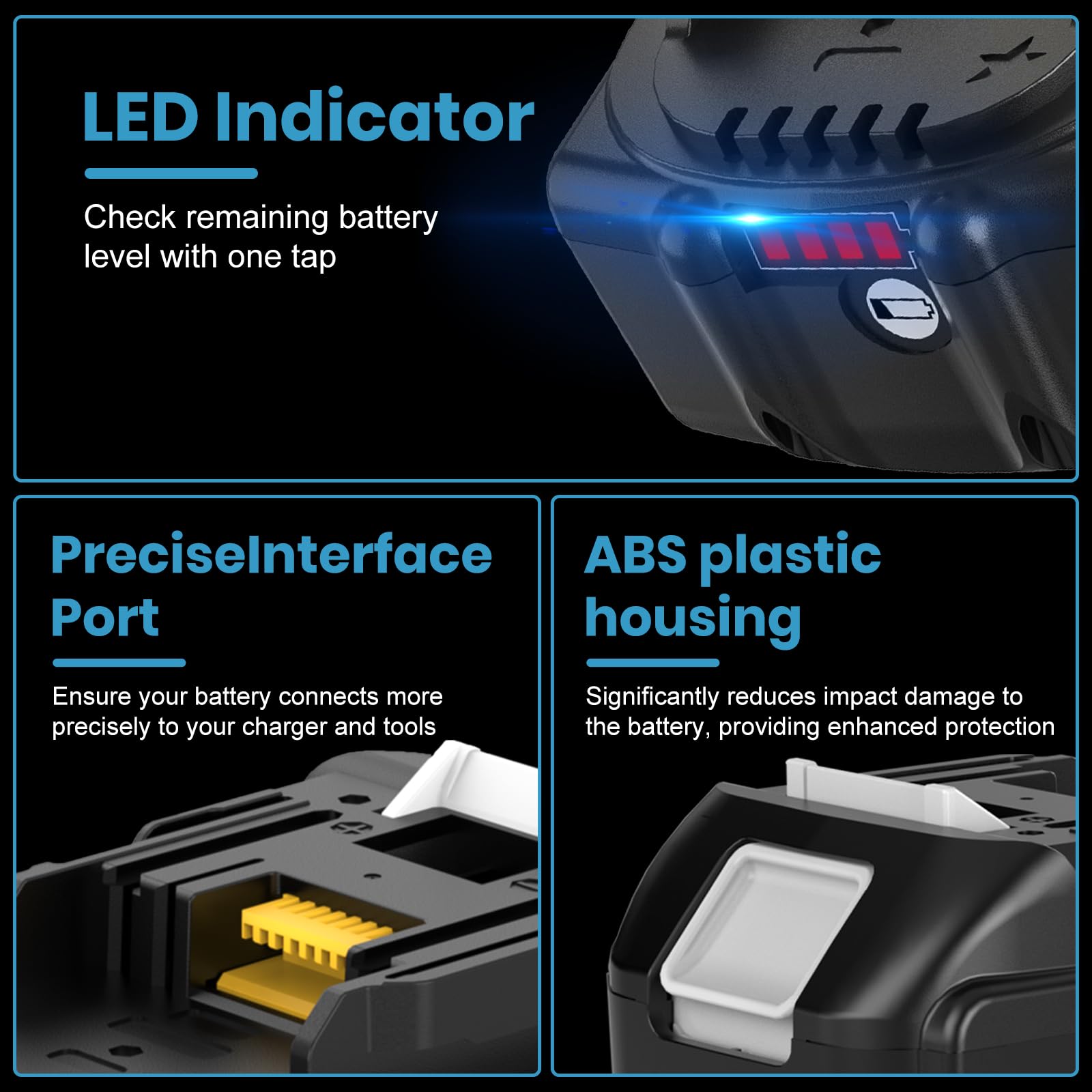 2X BL1850B Ricambio per Makita Batteria 18V 5.0Ah BL1860B BL1850B BL1850 BL1860 BL1845 BL1840 e LXT-400 con indicatore LED - 3