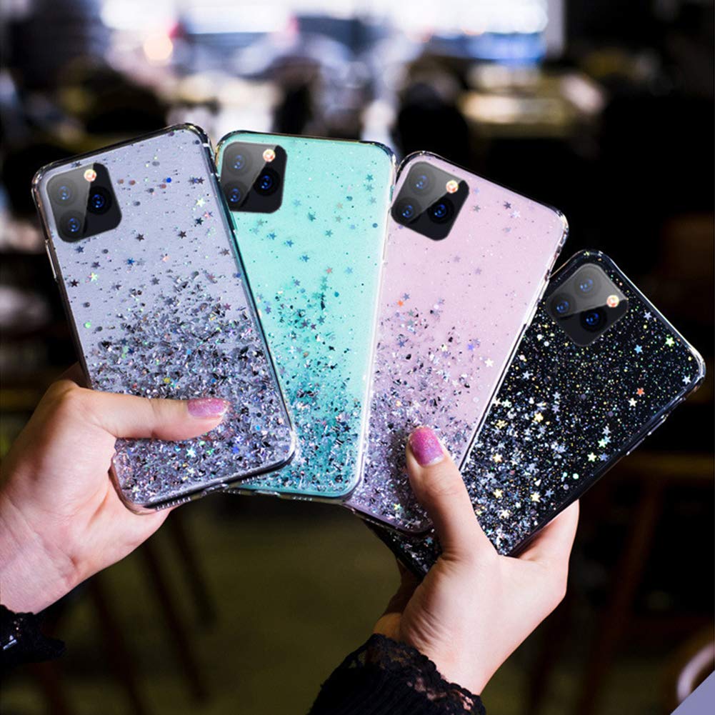IPhone 11 Pro Max Hülle – Glitzernd, Transparent, TPU-Silikon, Schwarz