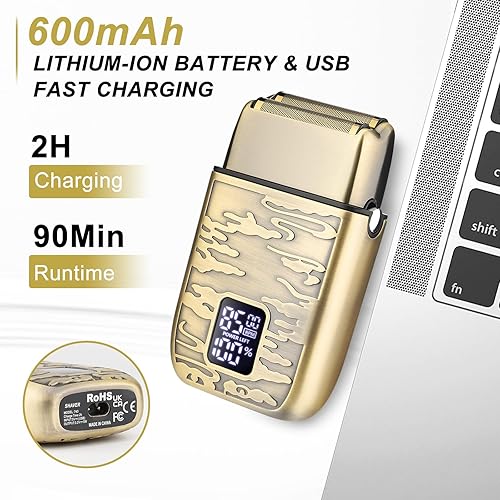 Miniatura 5 de GSKY Maquinilla de afeitar eléctrica, doble lámina, afeitadoras de aluminio para hombres, afeitadoras eléctricas para hombres, afeitadora de barbero