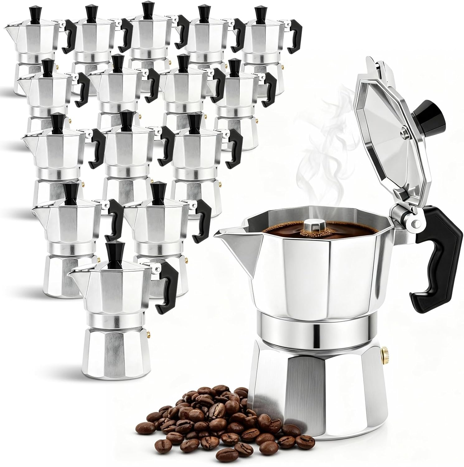 10 Pcs Stovetop Espresso Maker Bulk (1 Cup 50 Ml), a Baby Is Brewing Coffee Baby Shower Favors Wedding Guest Party Favors Babys Shower Gifts for Italian and Cuban Coffee Maker Cafeteras Moka Pot