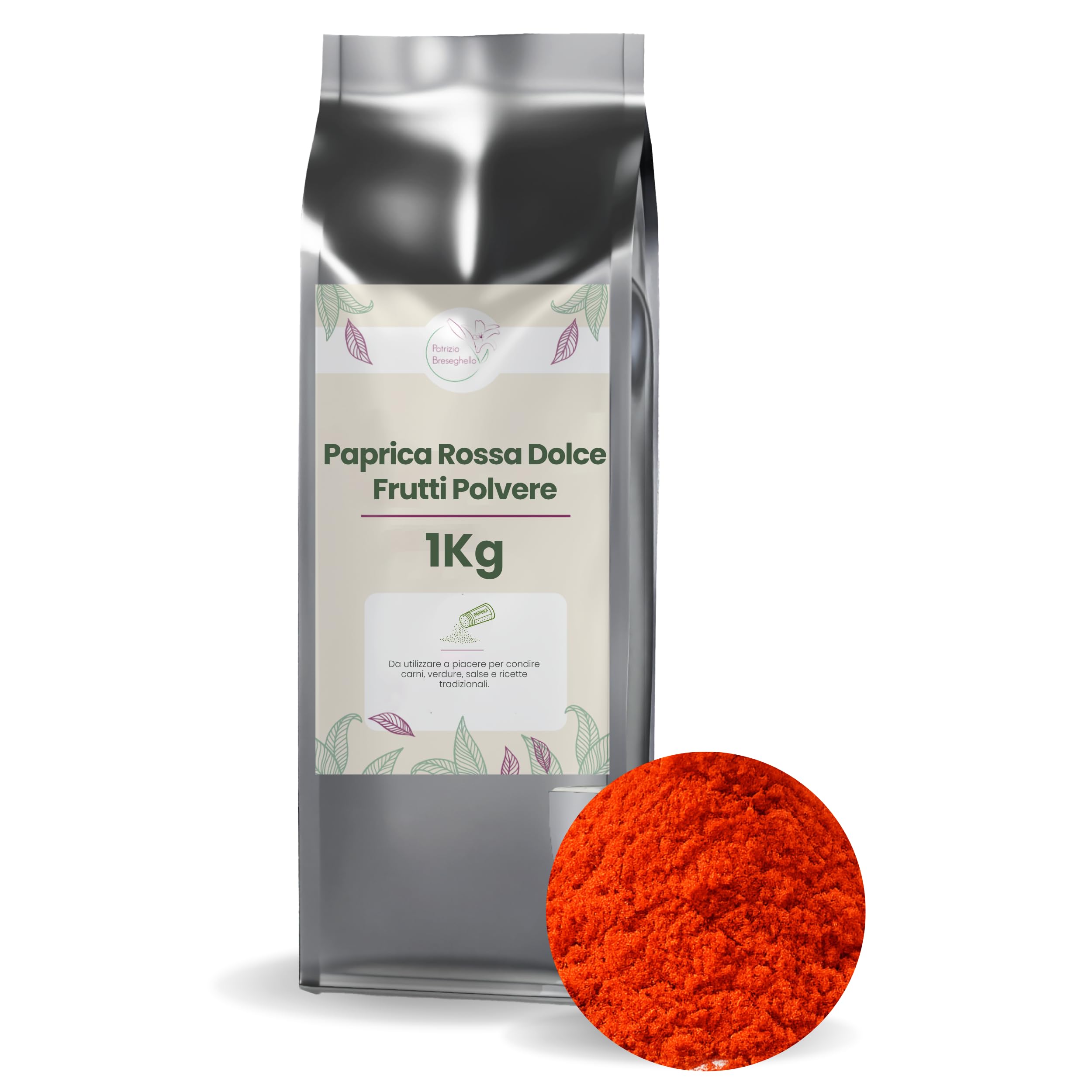 Patrizio Breseghello - Paprica Dolce Polvere 1 kg, Polvere di Peperone Dolce 100% Naturale, Spezie da Cucina