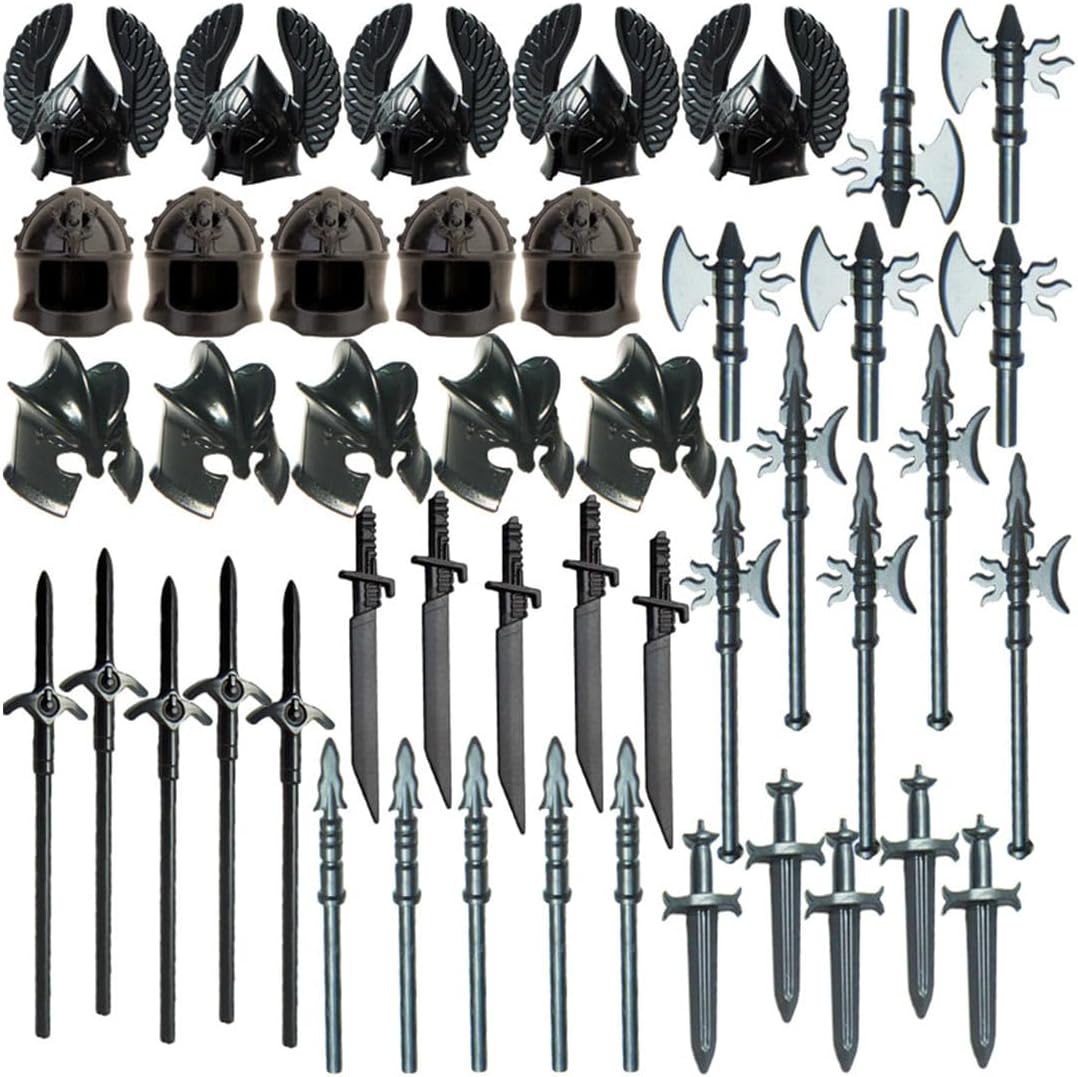 Medieval Knight Weapons Pack Accessories, 83PCS Medieval, Roman, Greek, and Egyptian Style Weapon Armor Building Block Kit, Compatible with Major Brands