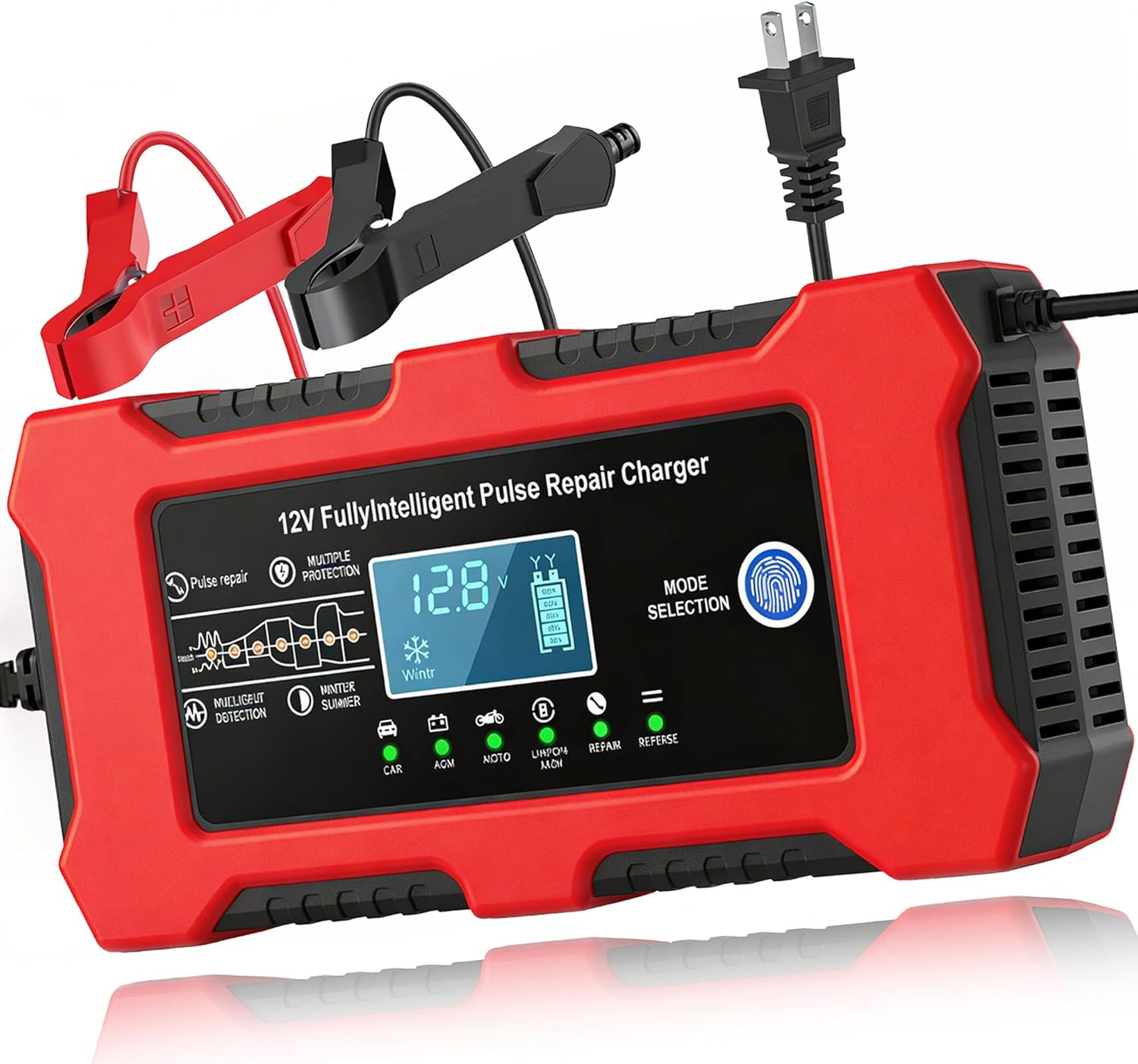 Battery Charger 10A 12V Car Battery Trickle Charger LiFePO4 Lead Acid Desulfator with Temperature Fully Automatic Battery Maintainer for Car、SUV、Motorcycles、Lawnmowers、Trucks、Yacht