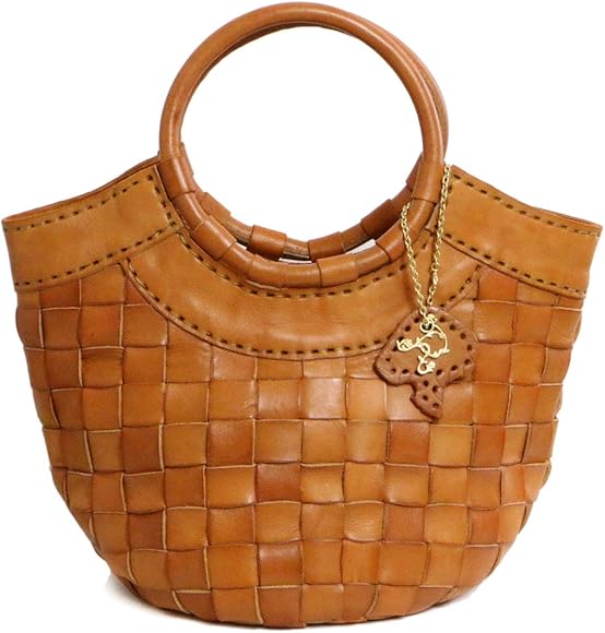 Amazon | [ロビタ] メッシュトートバッグ 丸ハンドル キャメル