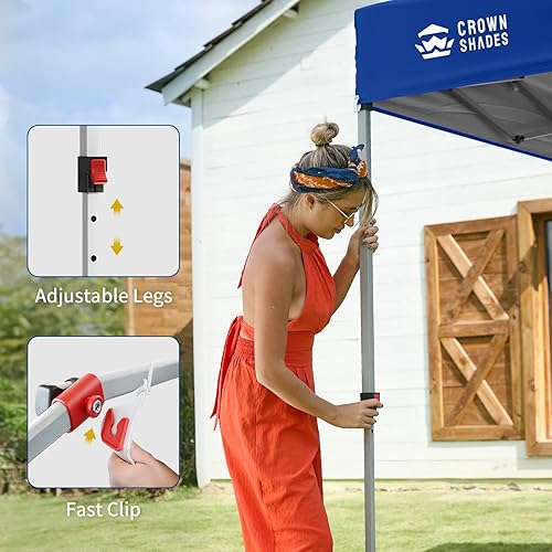 Miniatura 4 de CROWN SHADES - Toldo desplegable de 10 x 10 pies con 1 pared lateral, tienda de campaña de playa que se arma con solo presionar un botón, glorieta