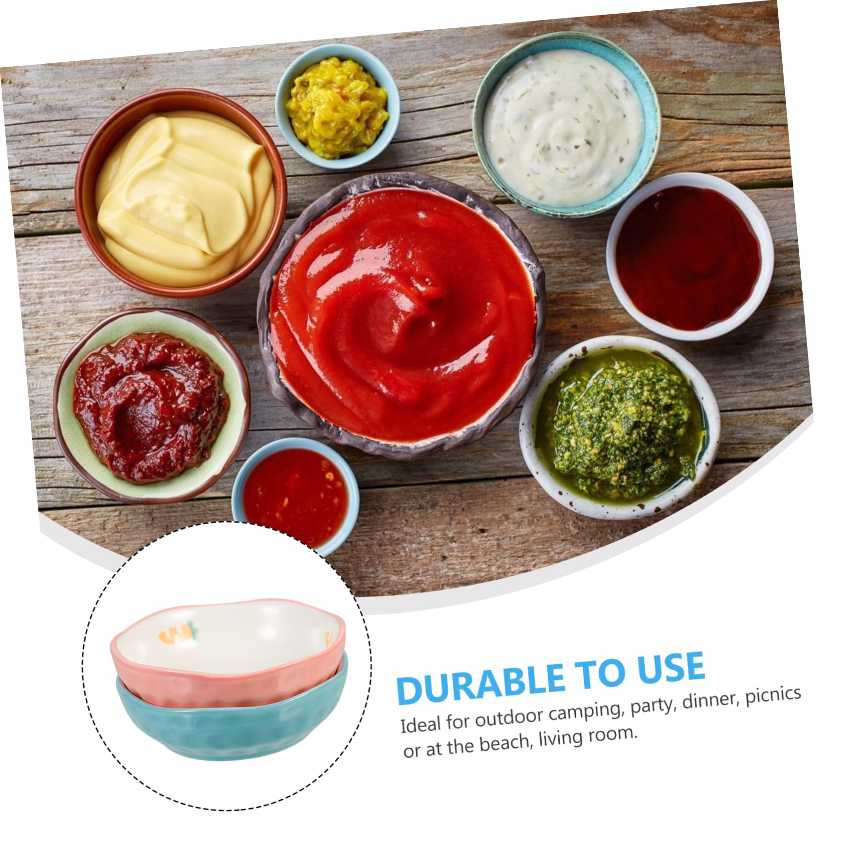 CIYODO 2Pcs Ceramic Seasoning Dipping Plates for Sauces Condiments and Appetizers and Ceramic Design for Home Use and Entertaining