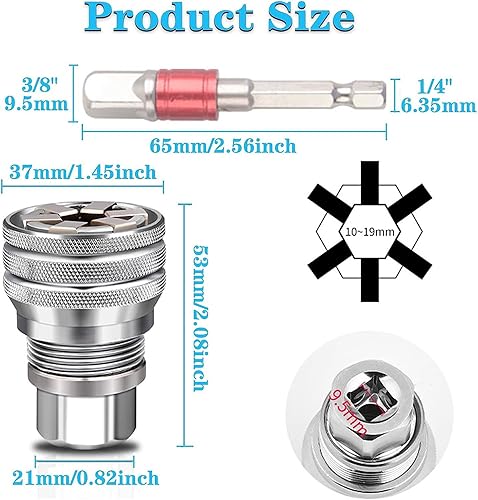Miniatura 4 de yuentoen Llave de vaso universal ajustable, funda multifuncional, enchufe de mantenimiento universal multifunción de 0.39 a 0.79 pulgadas para llave