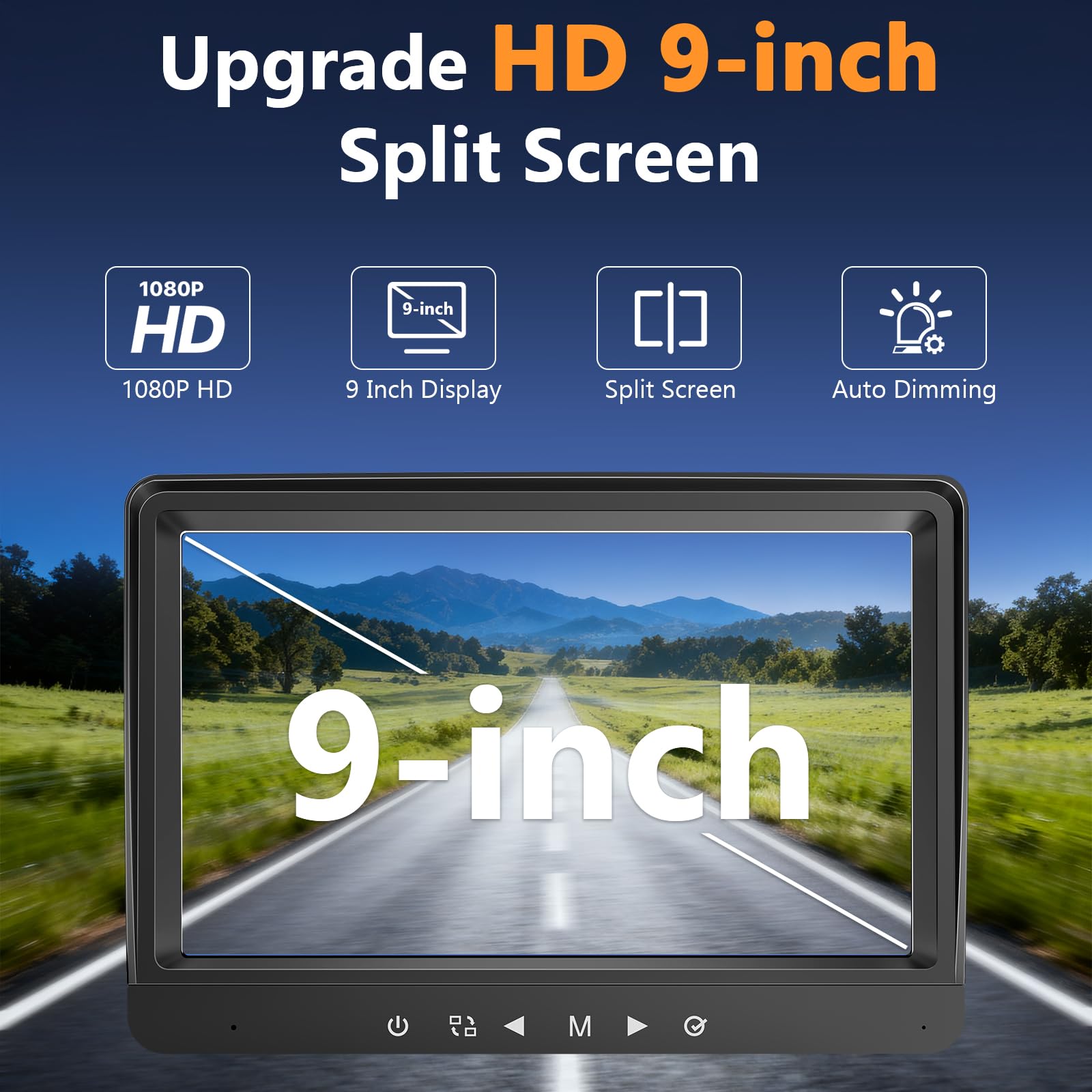 Telecamera solare retromarcia wireless monitor 9" 1080P, posteriore magnetica 10000mAh, installazione senza fori, registrazione DVR, telecamere supporto per(VS-9A)