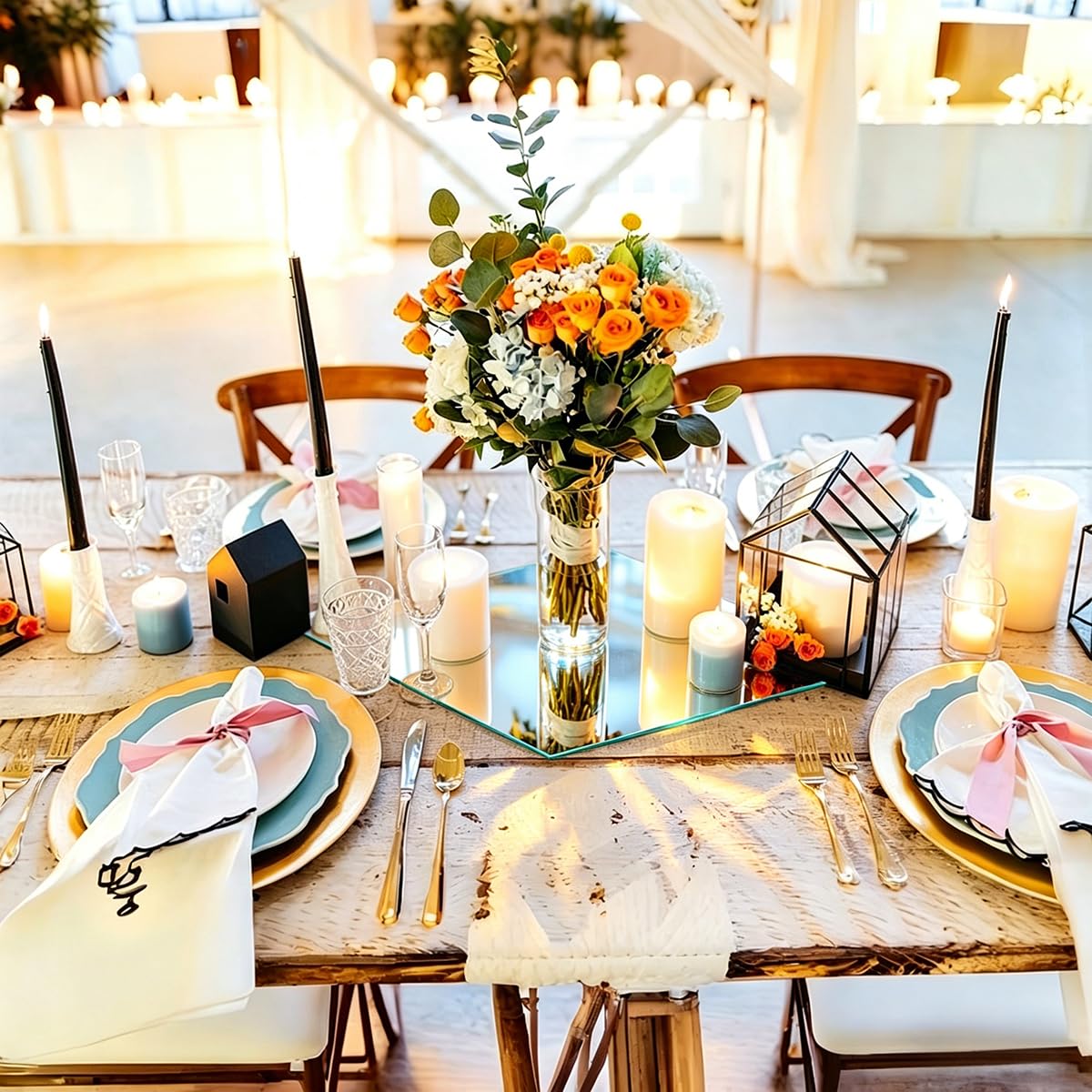 12 Specchi quadrati per decorazioni da tavolo, specchi acrilici senza vetro, piatto candela, specchio quadrato da parete, piastrelle a specchio per decorazioni da tavolo, decorazioni per matrimoni e