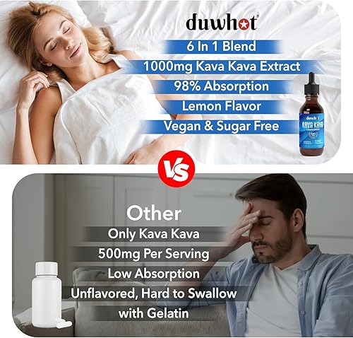 Miniatura 6 de Gotas líquidas de extracto de kava kava con bálsamo de limón Ashwagandha L-teanina, suplemento de tintura de extracto de raíz de kava de alta