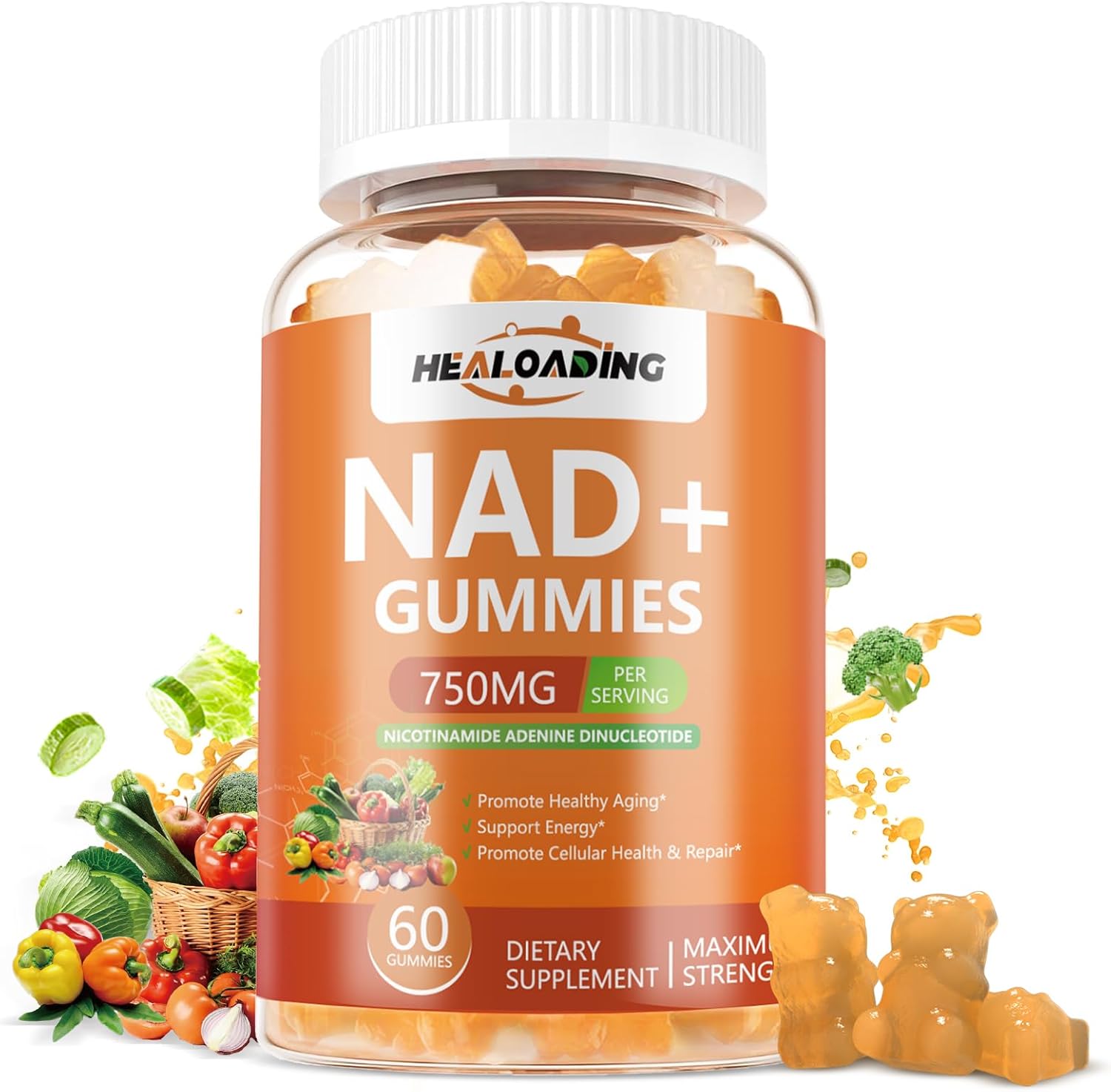 Item similar to photo) NAD+ Gummies NAD Resveratrol Supplement : NAD Supplements for Women Aging Defense Absorption Than Nicotinamide Riboside Boost Vitamin B3 D3 Sodium Zinc Support Cellular Health Energy and DNA Repair
