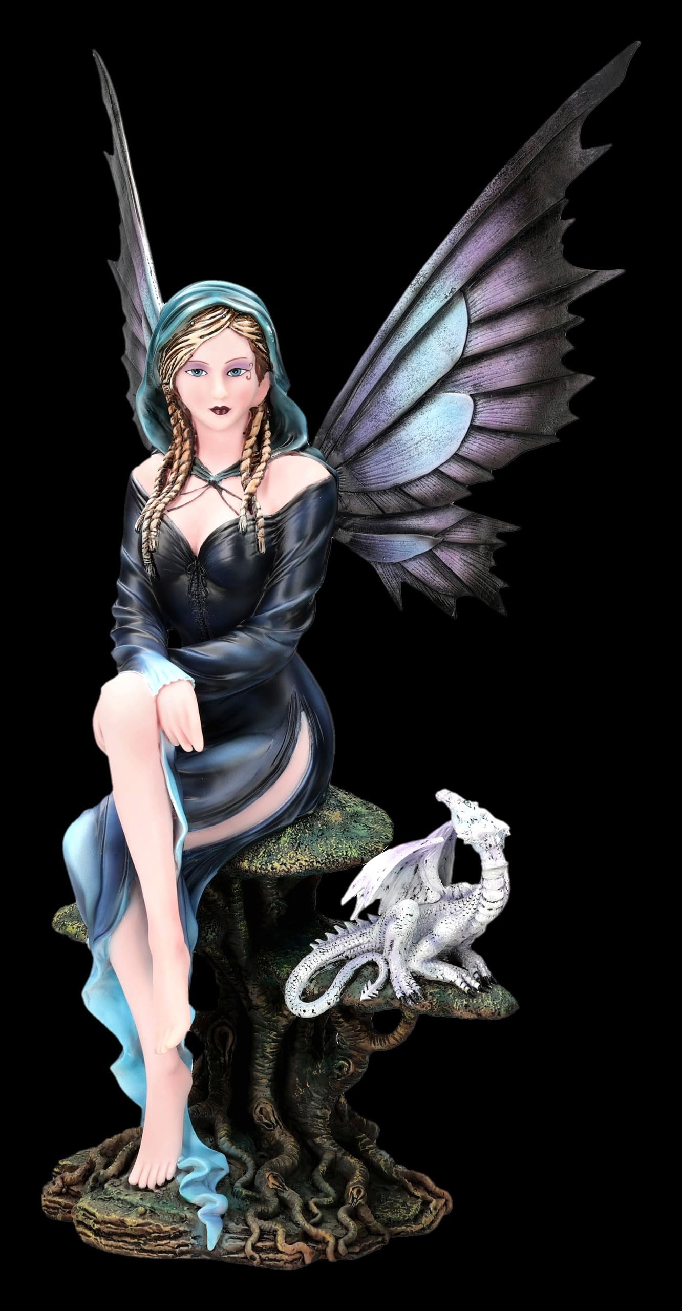 Figuren Shop GmbH Elfenfigur – Serapha, Fee der Schatten und Träume – handbemalte Fantasy-Deko (56 cm) – Tales of Aurelion Collection – Geschenkidee für Nacht- & Traumfreunde