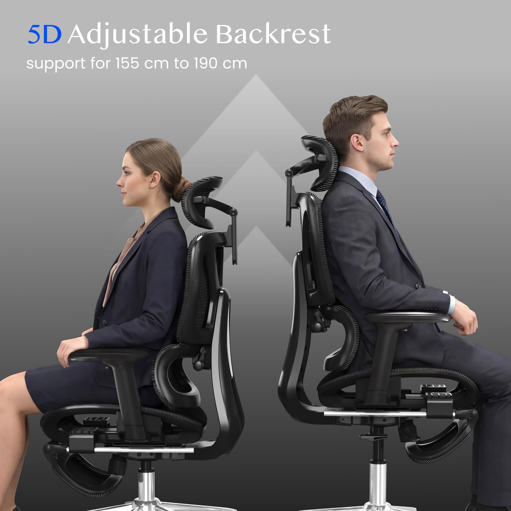 FLEXISPOT ErgoX Ergonomischer Bürostuhl mit Fußstütze 3D-Armlehnen 3D-Kopfstütze 5D-Rückenlehne Atmungsaktiver Sitz 136 kg Schwarz