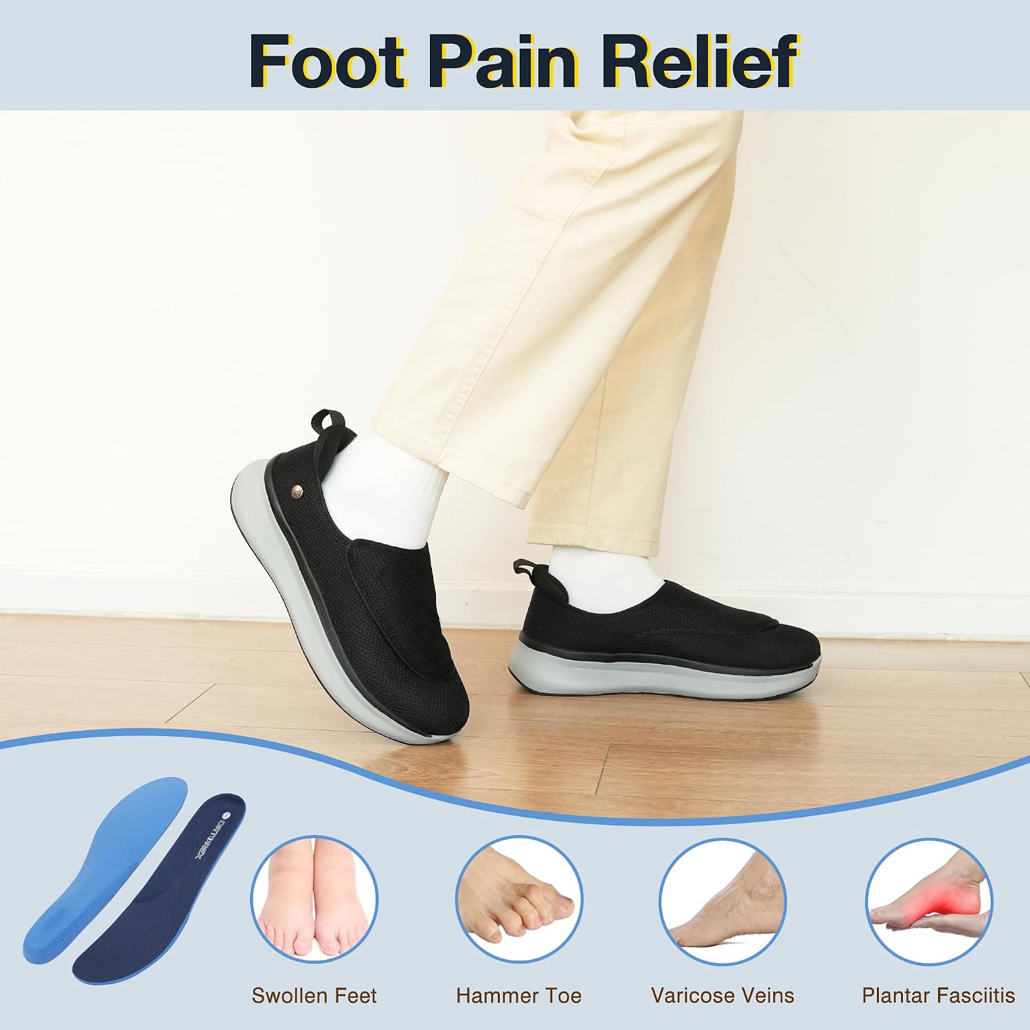 ORTOREX Men Orthopedic Diabetic Walking Sneakers Edema Shoes for Swollen Feet