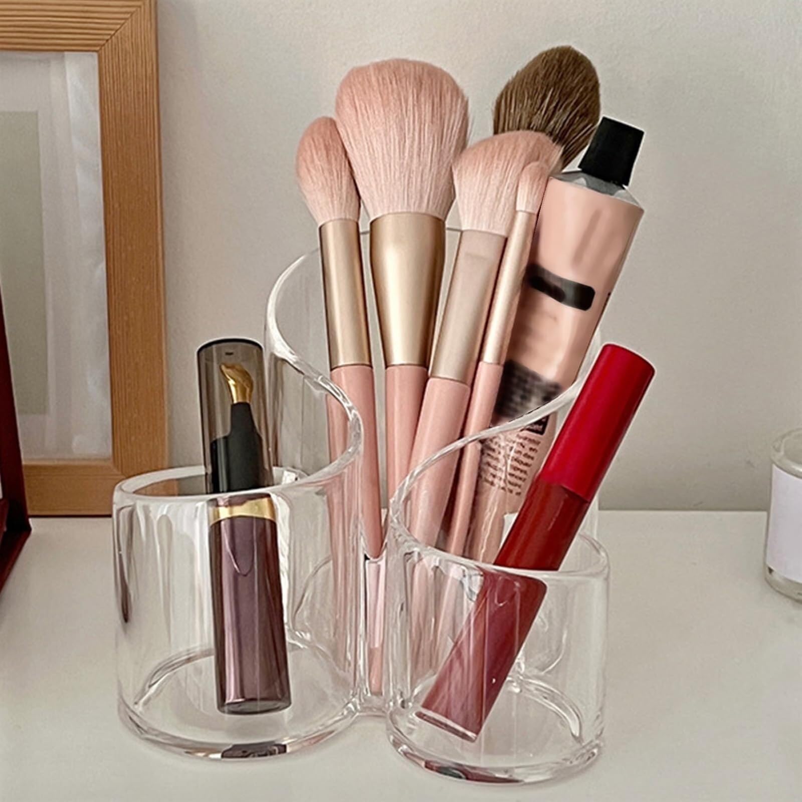 Almacenaje Maquillaje Soporte para Brochas De Maquillaje Organizador De Brochas De Maquillaje Transparente para Escritorio Caja para Brochas De Maquillaje para Lápiz Labial Habitacion