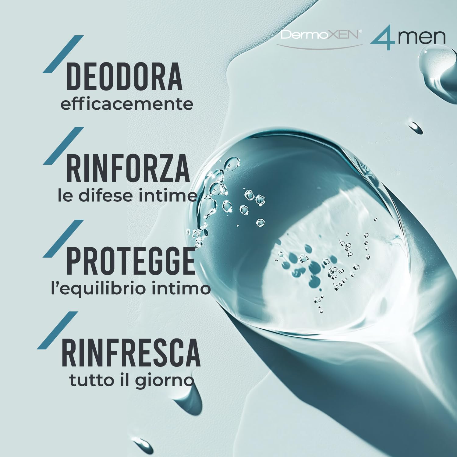 DERMOXEN Detergente Intimo Uomo - Sapone Intimo Antibatterico 125ml | Antiodore delicato e Rinfrescante con Mentolo e Fibre Prebiotiche. Uso Quotidiano, Ph Fisiologico. Igiene Intima Maschile