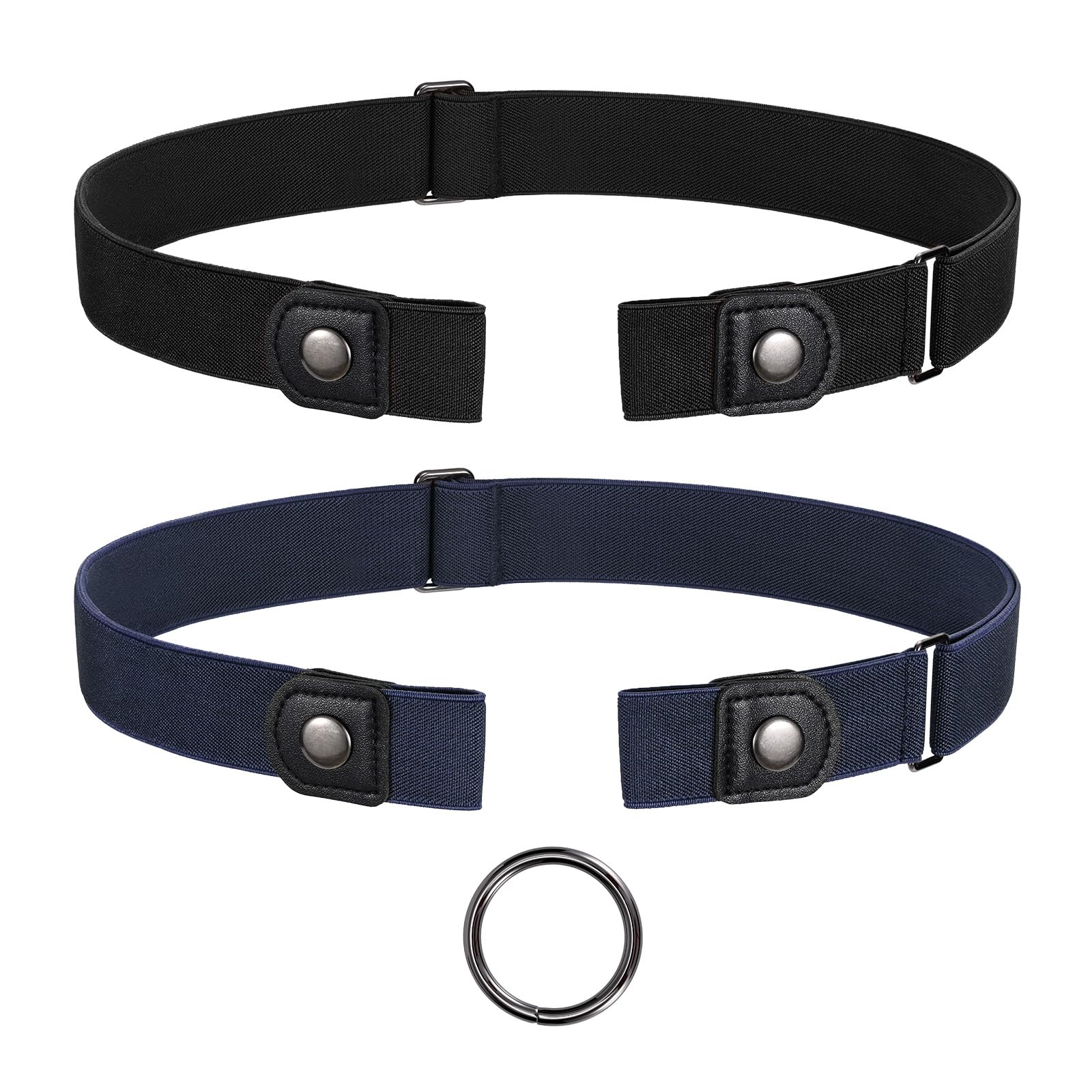 JasGood 2 Stück Gürtel Ohne Schnalle,Elastischer Unsichtbarer Gürtel, Dehnbarer Stretchgürtel für Damen und Herren,Justierbar Schnallenfreier Gurtel Für Jeans Hosen