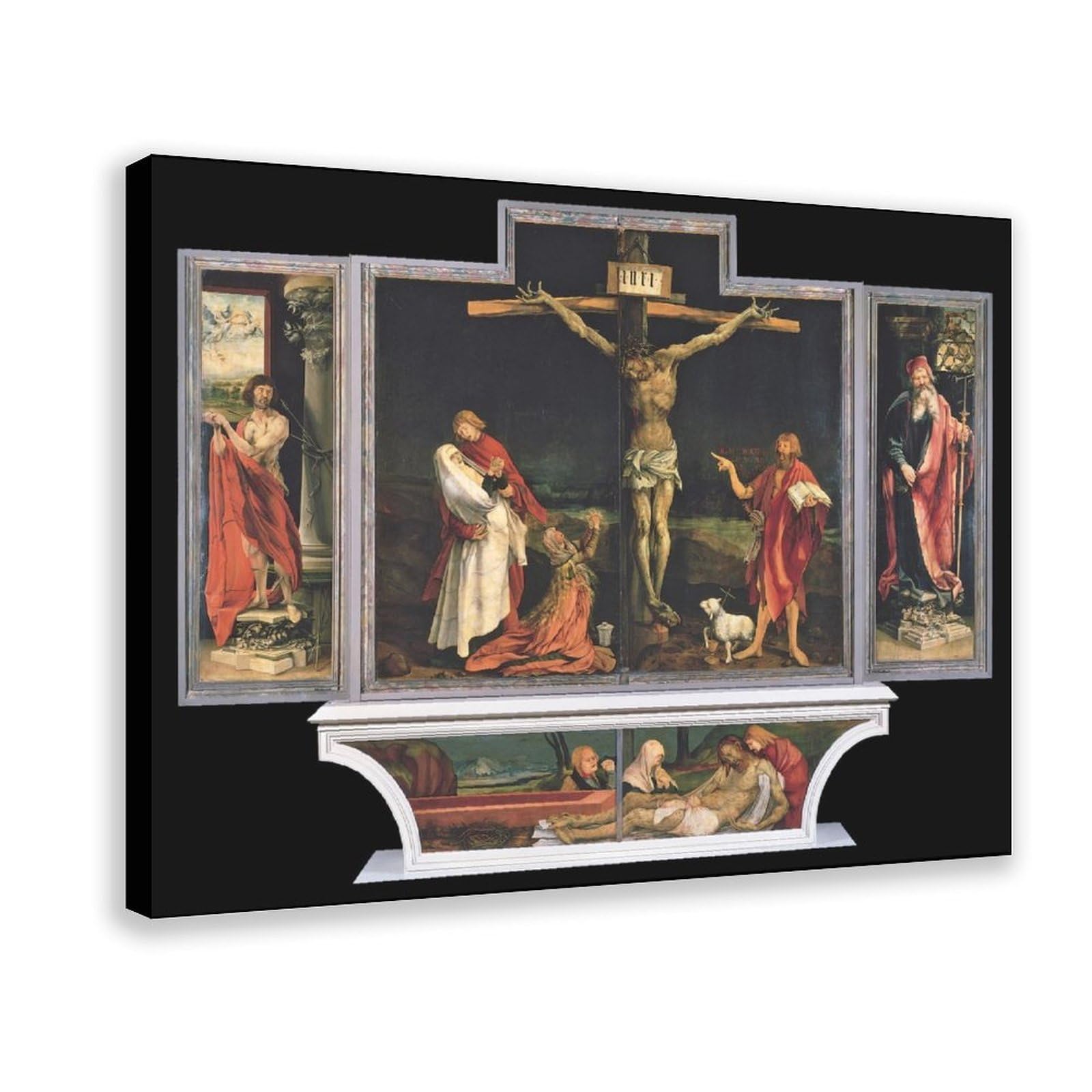 WCYB Matthias Grünewald - The Isenheim Altarpiece Prints Posters Canvas Deco Paintings Wall Art For Office Living Room Hangable Frame 20" L X 30" W