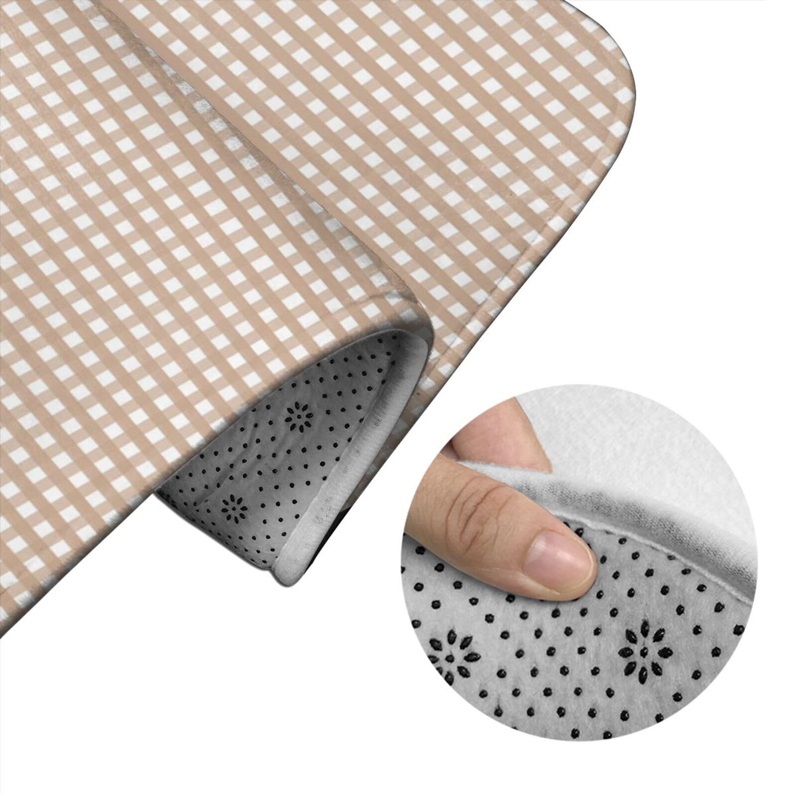 Zestaw miękkich brązowych dywaników łazienkowych w kratkę – 2 sztuki mat z pianki z pamięcią kształtu, zmywalna mata pod toaletę i 89 cm x 61 cm, stylowa dekoracja domu dla komfortu i bezpieczeństwa