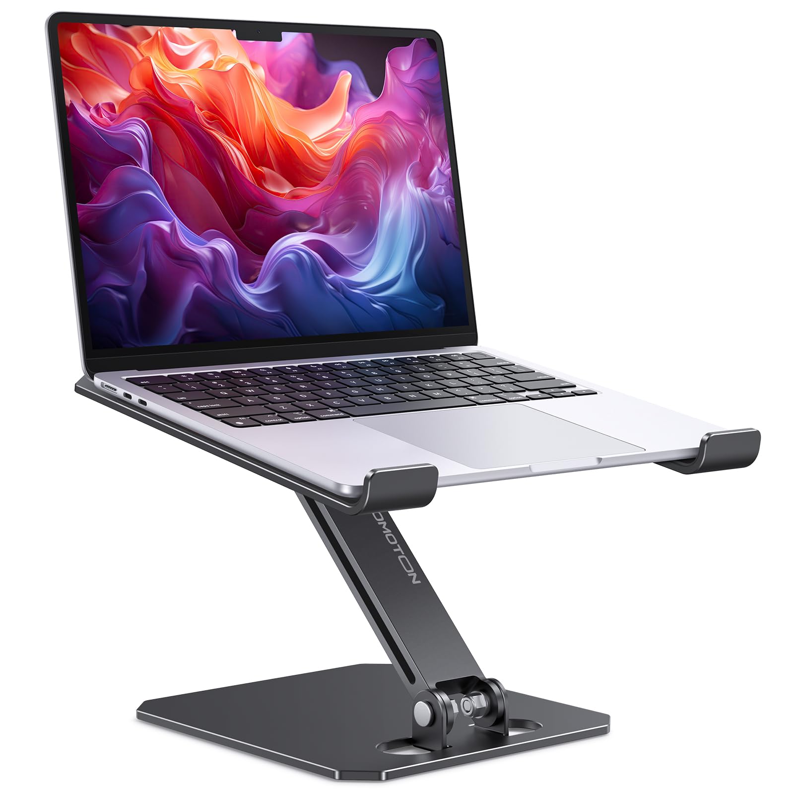OMOTON Aluminium Laptop Ständer Höhenverstellbar, Ergonomischer Faltbarer Notebook Ständer, Laptop Halterung für Laptops wie MacBook Pro/Air (11-16 Zoll), Schwarz
