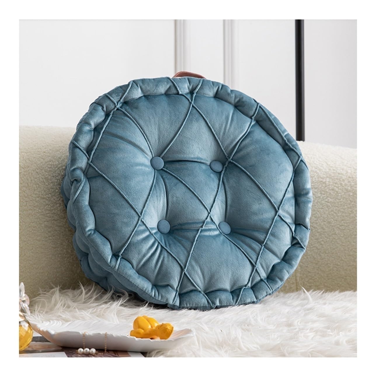 ILiemao Round Chair Cushion Cushions to Raise Seat Sofa Office Chair，Car Seat Cushion Cushion Thick Seat Pads Adults Chair，Armchair，Garden Chair for Chair Pads Floor Cushion(Grey Blue,Round)