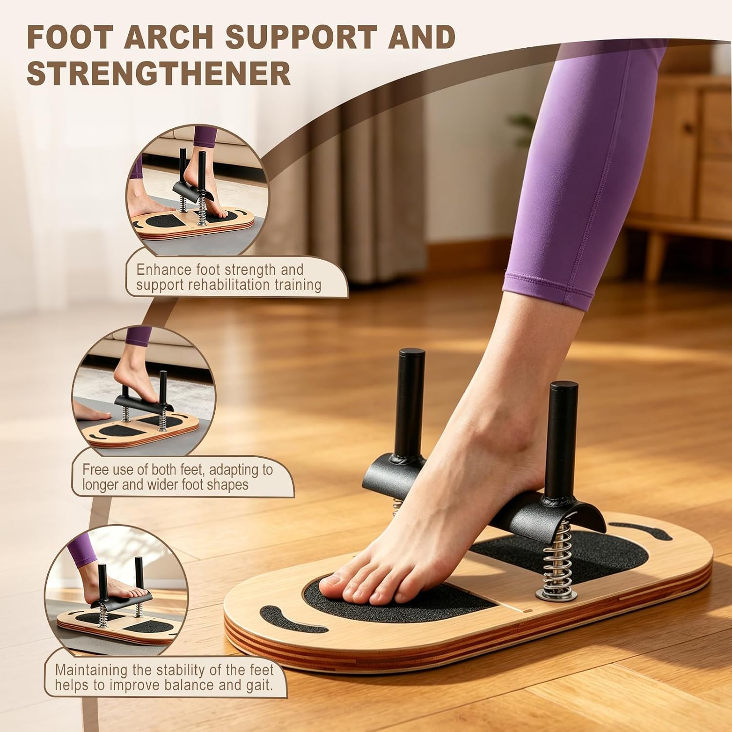 Arch Support Trainer, Pilates Foot Corrector with Adjustable Resistance for Foot Alignment, Posture Improvement & Plantar Fasciitis Discomfort Relief, Ideal for Home, Office, Gym & Travel Use
