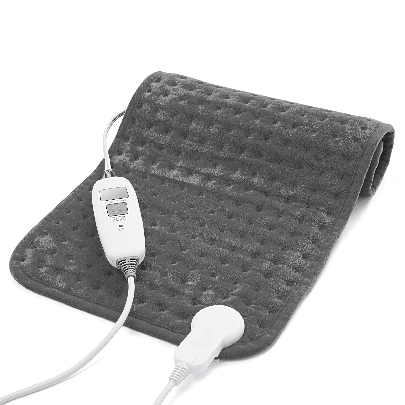 Electric Heating Pad for Back Pain Relife, Cramps, Neck and Shoulder, Moist/Dry Heat Therapy with Auto Shut Off Heating Pads, Holiday Christmas Gifts for Women Men Mom Dad (12"x24"), Gray