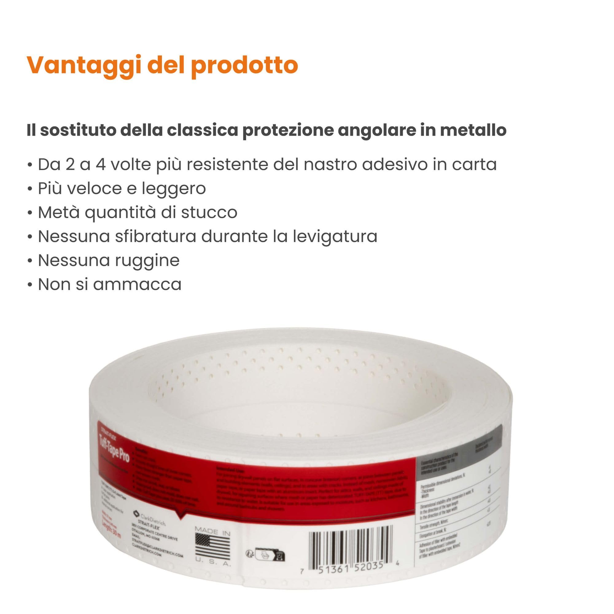 Tuff Tape Pro 30m Nastro composito per giunzione pannelli cartongesso, crepe muro e rinforzo bordi