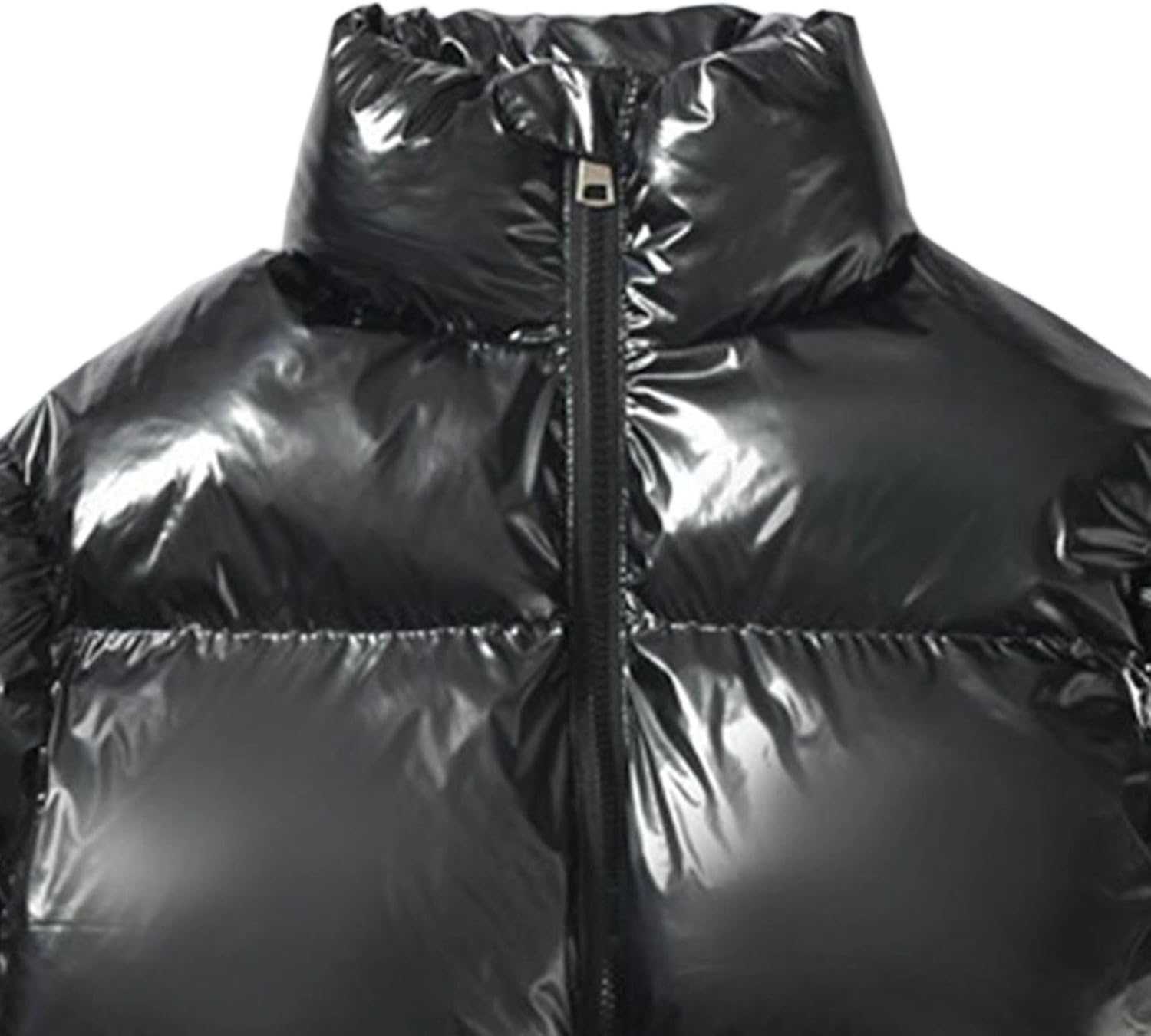 Men's Puffer Jacket Thickened Winter Coat Warm Stand Collar Color Block Zip Up Jacket Ski Bubble Coats Down Coat