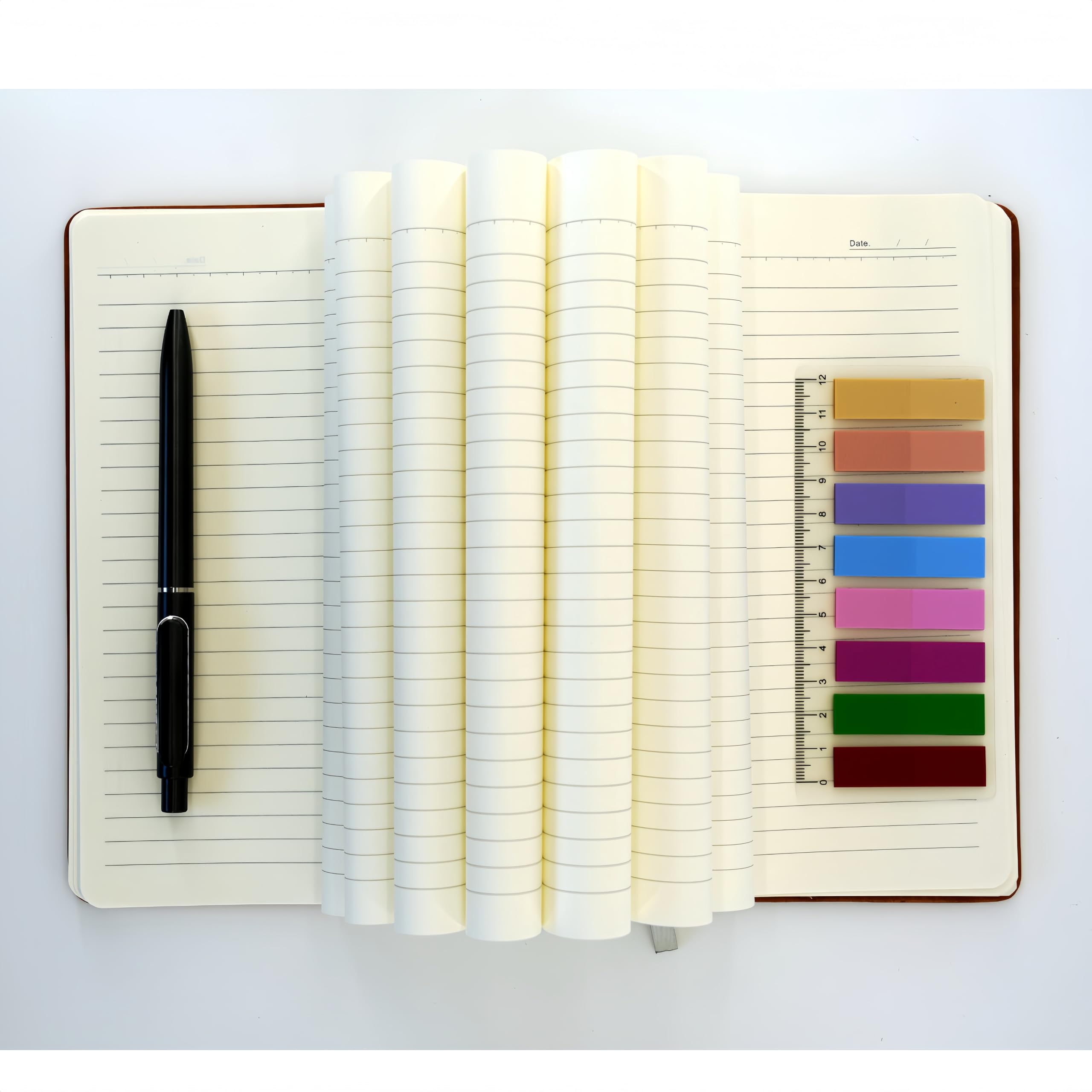 Notatnik z uchwytem na długopis i długopis, 240 stron, papier 80 g/m², w linie uczelni, płaski, odpowiedni dziennik do pracy, nauki, pamiętnika i biznesu, dla mężczyzn i kobiet (czerwony)