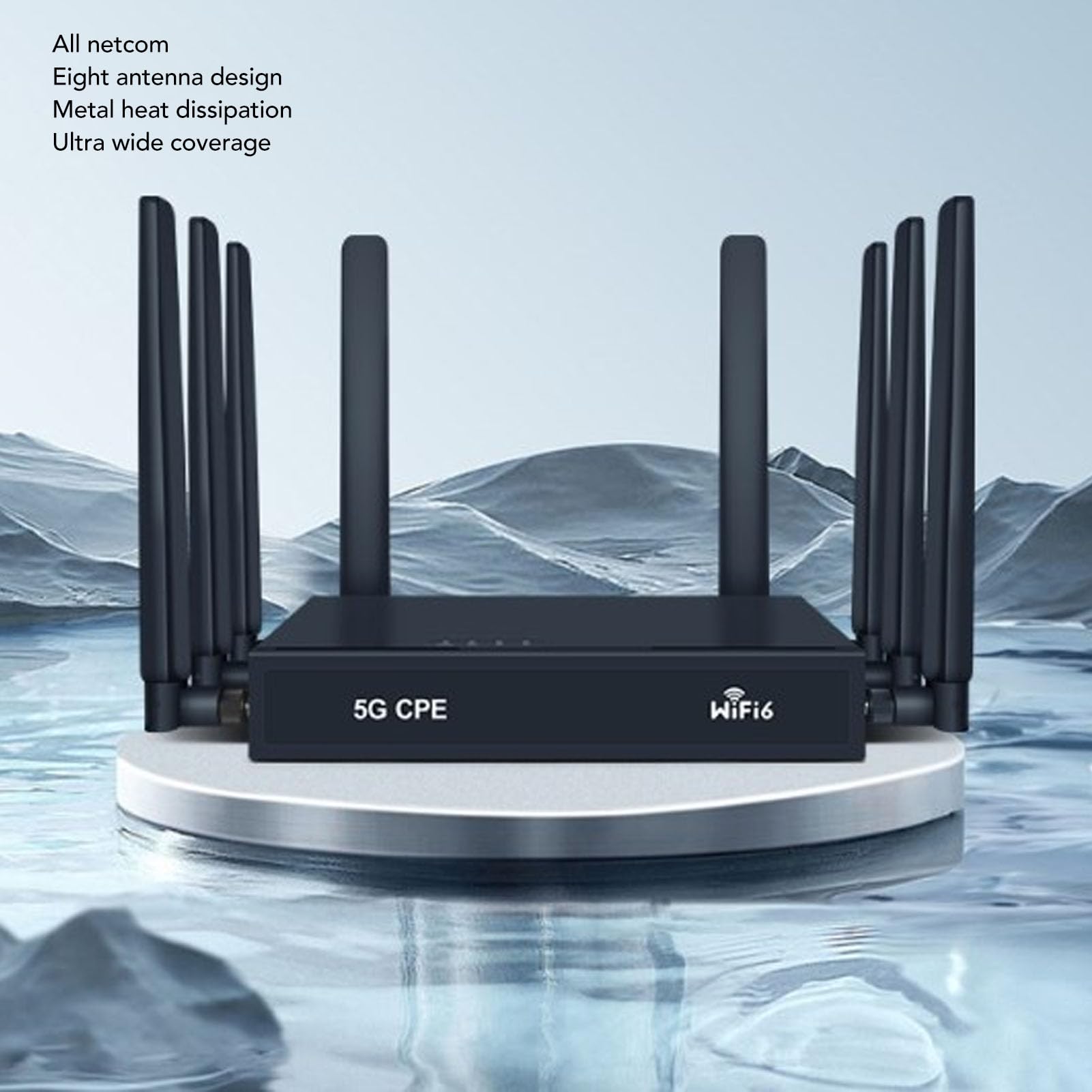 Router Scheda SIM 5G CPE, Router WiFi6 Modem Router 5G con Slot per Scheda SIM, 8 Antenne, per Uso Interno, Supporta 20 Connessioni di Dispositivi (BLACK)