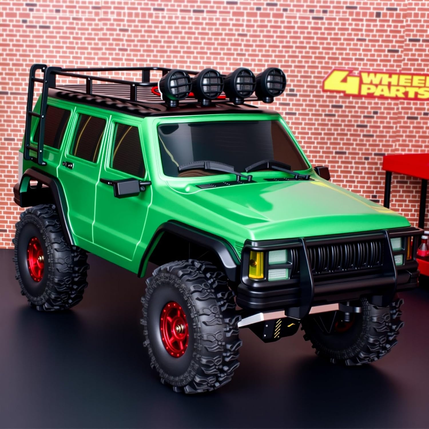 Roof Rack Luggage Carrier with LED Spotlights and Ladder Accessory for TRX4M Bronco Defender 1/18 RC Crawler Car Upgrade Parts