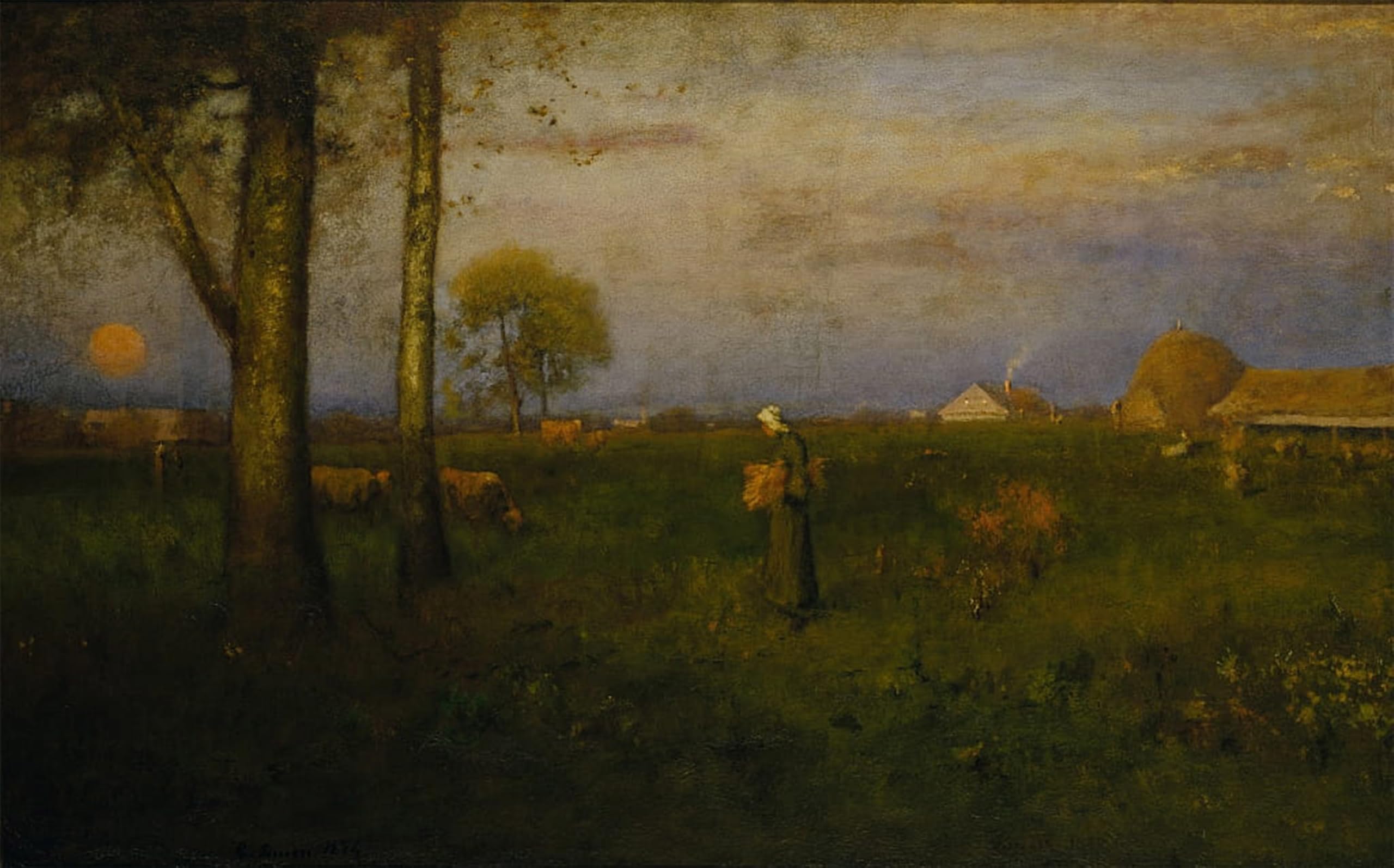 ARTXLXXBN Famous Print Painting Colorful Art Print Sundown by George Inness Canvas Art Decorations for Home Decor 60x90cm
