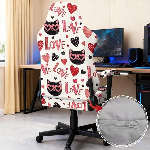 Miniatura 5 de Linda funda elástica para asiento de silla de oficina para adultos, fundas antideslizantes para brazos, transpirables, para videojuegos, a prueba