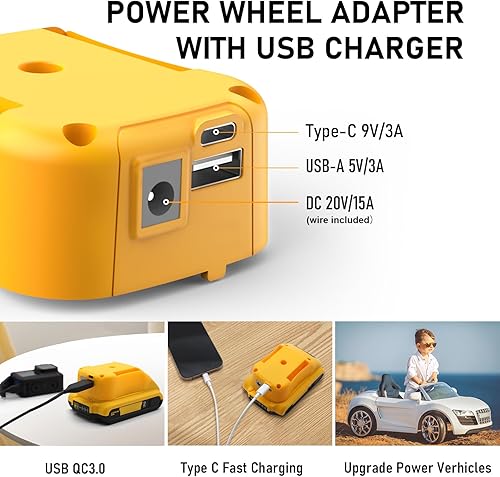 Miniatura 2 de Paquete de 2 adaptadores de cargador USB para batería Dewalt de 20 V60 V, adaptador de cargador de teléfono tipo C para iPhone y Android, carga