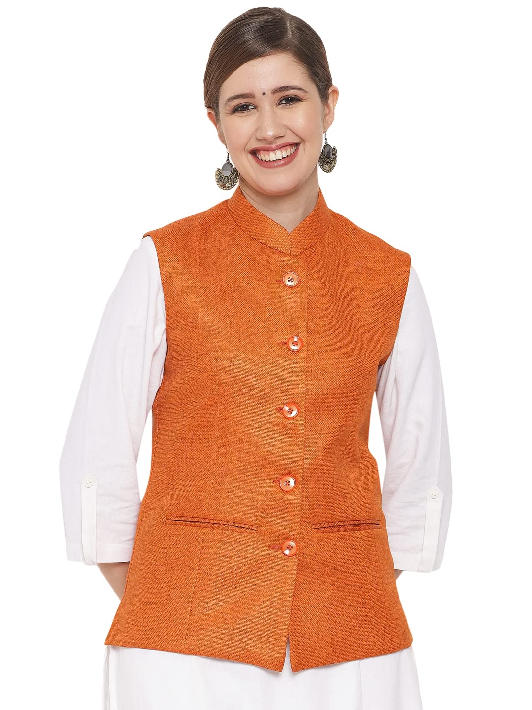 vastraa fusion Women's Solid Nehru Jacket-picture-23
