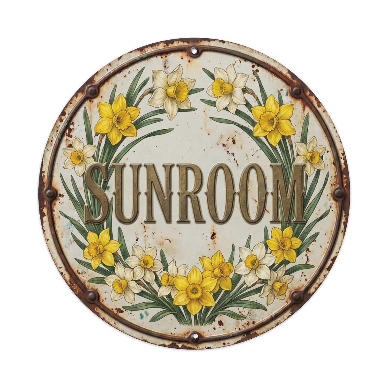 Botanical Floral Room Label Sunroom Daffodil Metal Tin Sign