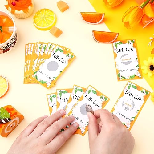 Miniatura 4 de Minatee Paquete de 60 tarjetas para rascar Little Cutie Little Cutie Baby Shower Games Orange Theme Tarjetas raspar para Little Cutie Baby Shower