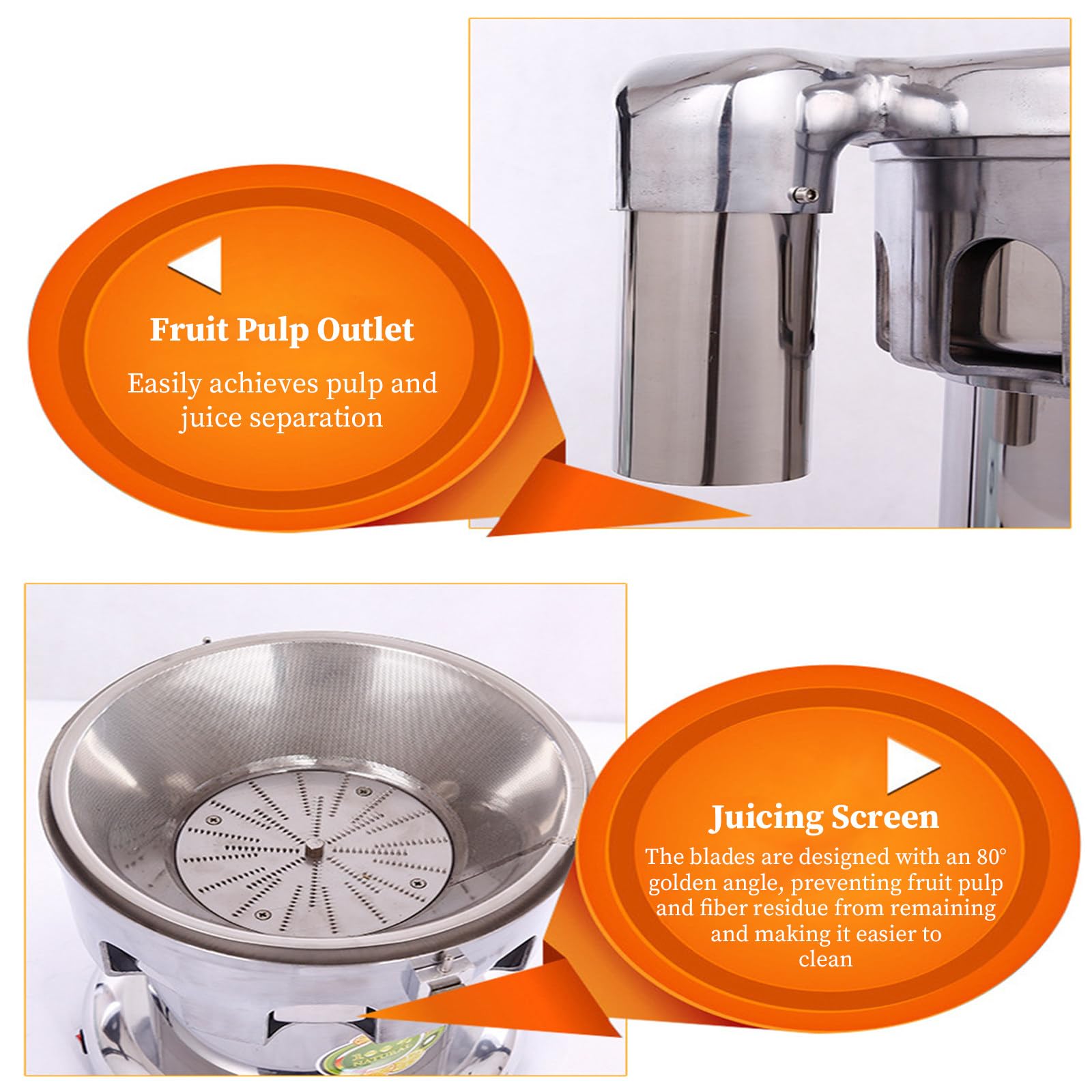 Extracteur De Jus Professionnel, Centrifugeuse en Acier Inoxydable, Extracteur De Jus Robuste avec Filtre, pour magasins de jus et Restaurants