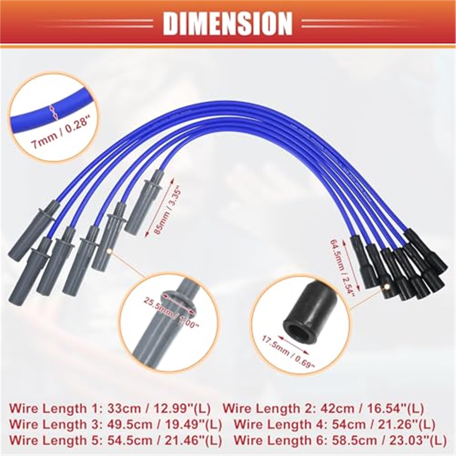Cables de Bobina de Encendido para bujías de automóvil, 7 mm, para Chrysler Pacifica Town Country Voyager 3.3L 3.8L N.° 05019593AA Paquete de 6 Cables de Encendido