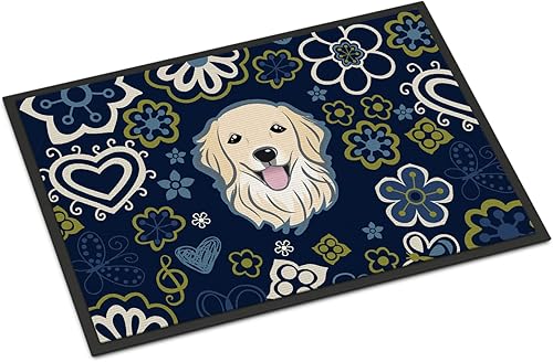 Miniatura 44 de Caroline's Treasures BB1449JMAT - Tapete de bienvenida de carlino negro, 24 x 36 pulgadas, tapete azul para puerta delantera, para interiores