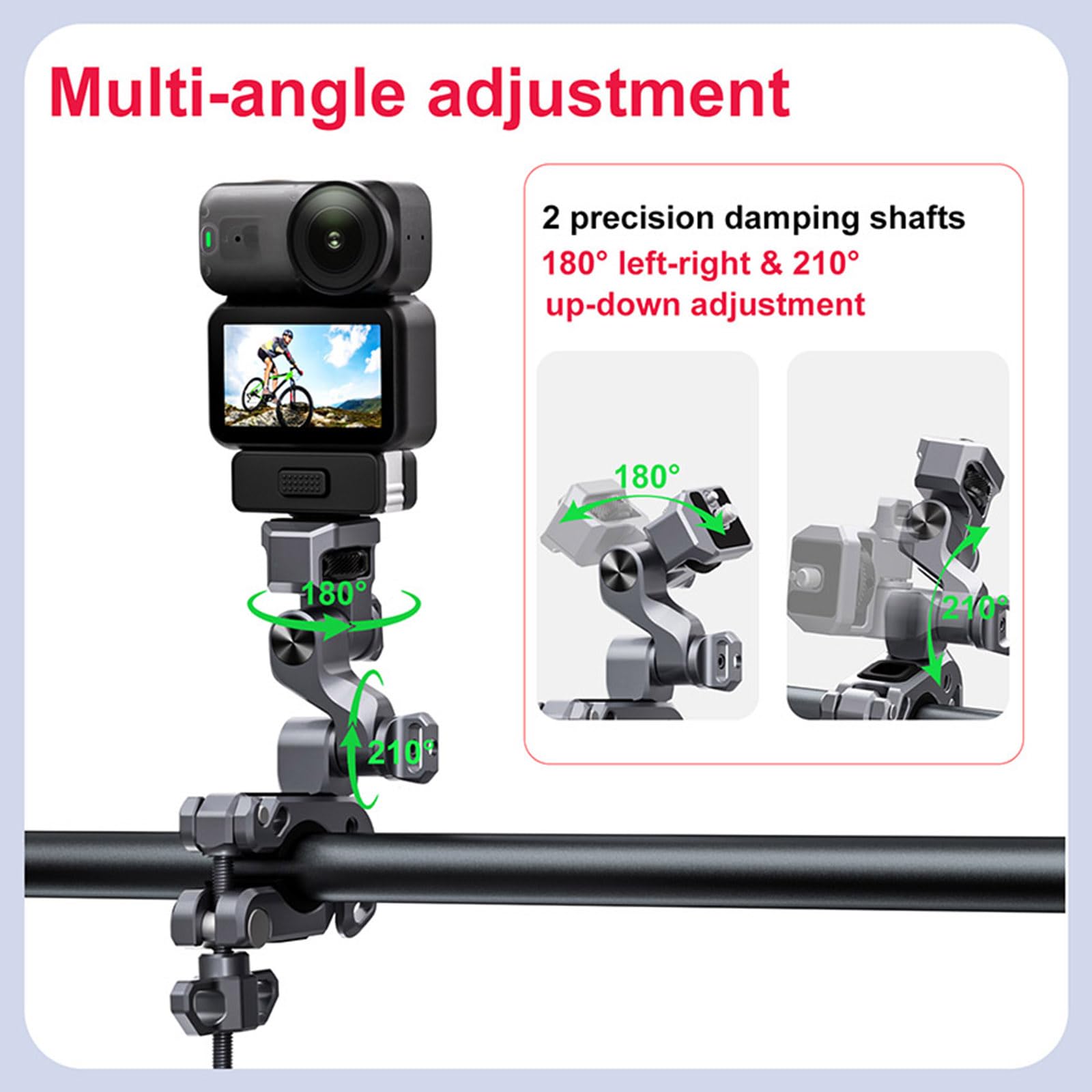 Uchwyt zaciskowy do kamery Motocyklowe uchwyty na kierownicę do aparatów DJI Action/Insta360, adapter do montażu kamery Super Clamp z akcesoriami śrubowymi 1/10.2 cm