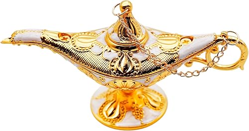 Hsiwto Aladdin Magic Genie Lamps Lámpara clásica vintage mágica de genio para decoración de mesa de boda, tamaño pequeño, color blanco