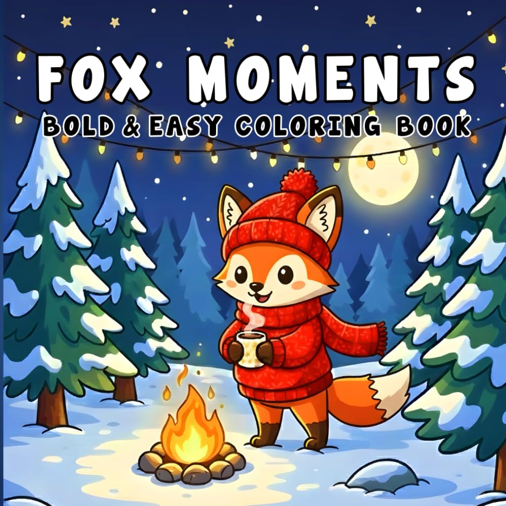 Fox Moments: 40+ Beautiful Cozy Fox Coloring Pages for Stress Relief – Bold and Easy Designs for Teens and Adults