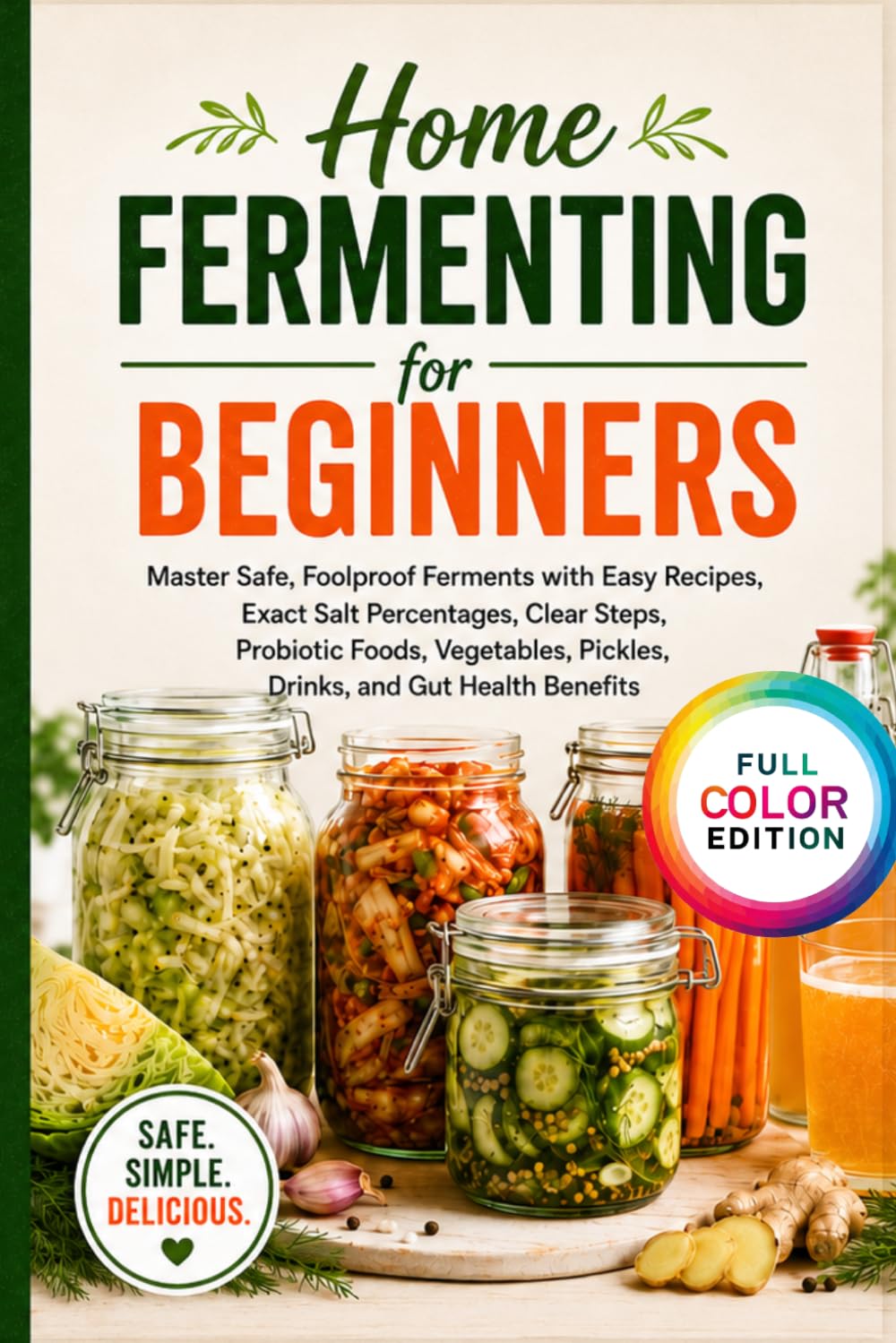 Home Fermenting for Beginners:: Master Safe, Foolproof Ferments with Easy Recipes, Exact Salt Percentages, Clear Steps, Probiotic Foods, Vegetables, Pickles, Drinks, and Gut Health Benefits