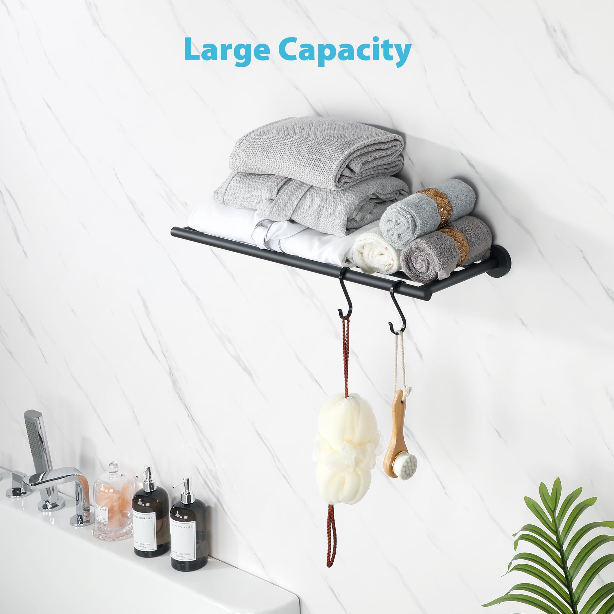 Mooche 2PCS Towel Racks for Bathroom Wall Mounted, 24 Inch Stainless Steel Bathroom Shelf Towel Holder Towel Bar Bathroom Essentials Organizer for Hotel Bedroom Bathroom Laundry