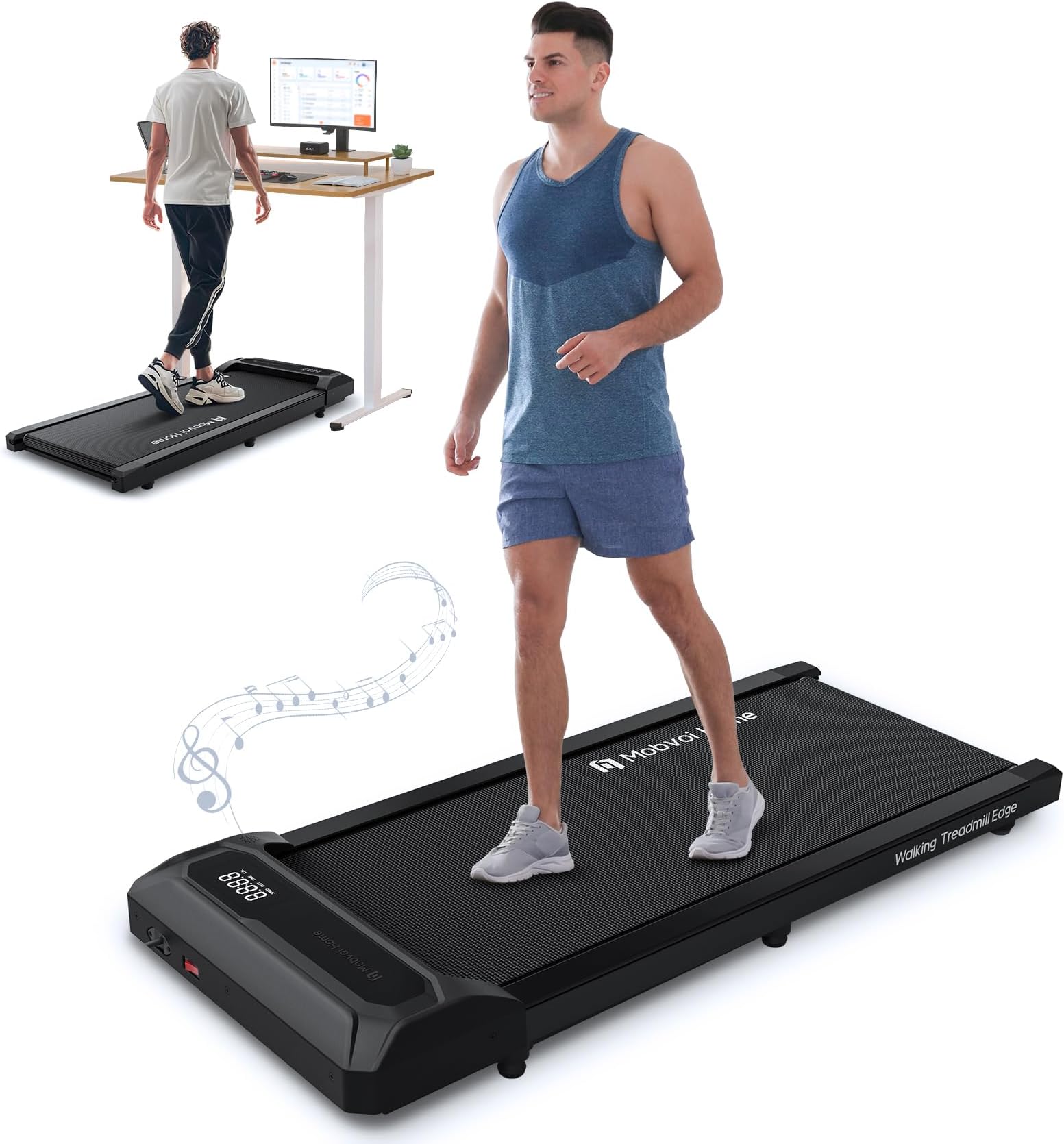 Walking Pad Treadmill Under Desk Treadmills for Home Office Smart AI Walking Running Machine Compact Portable with Remote Control and APP 265 LBS