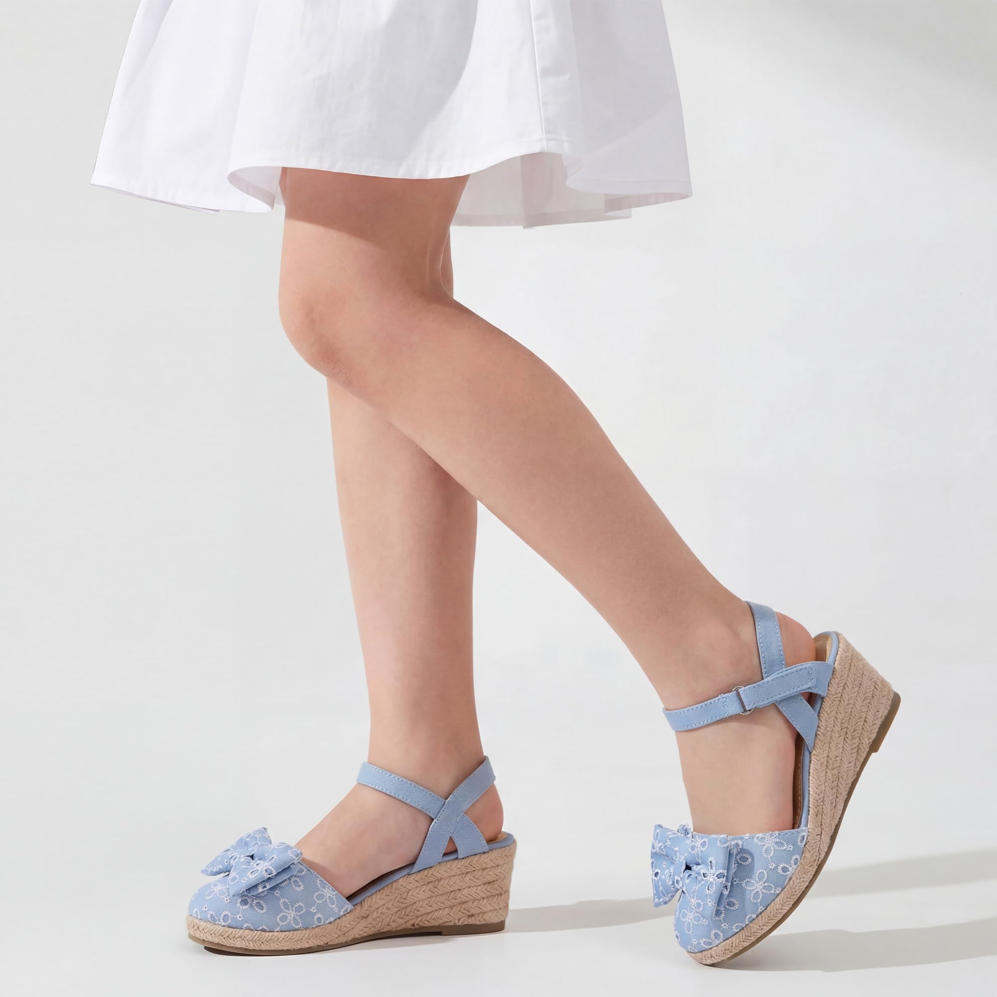 Sandalias de cuña con punta cerrada para niñas pequeñas y grandes en bodas, fiestas, zapatos de vestir